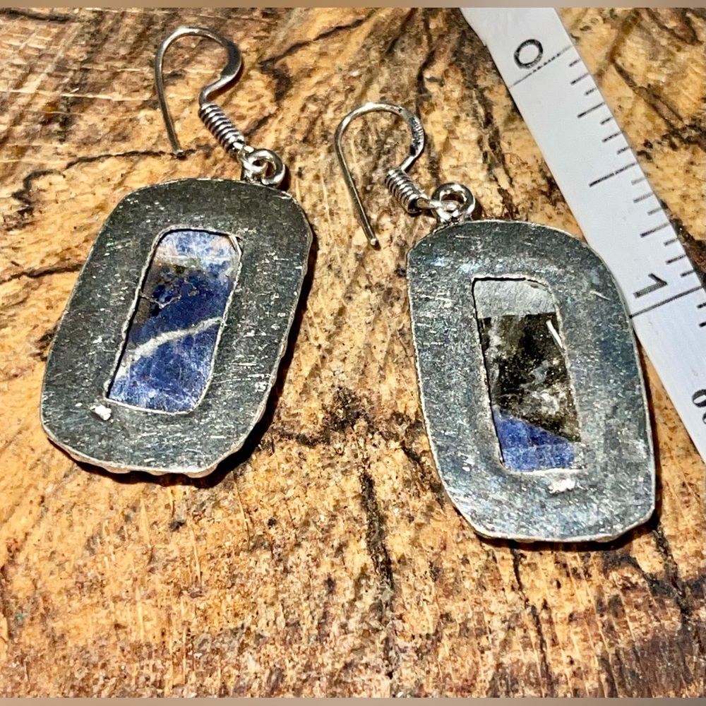 Navy Sodalite with Pyrite Earrings 1 1/2” - Picture 11 of 11